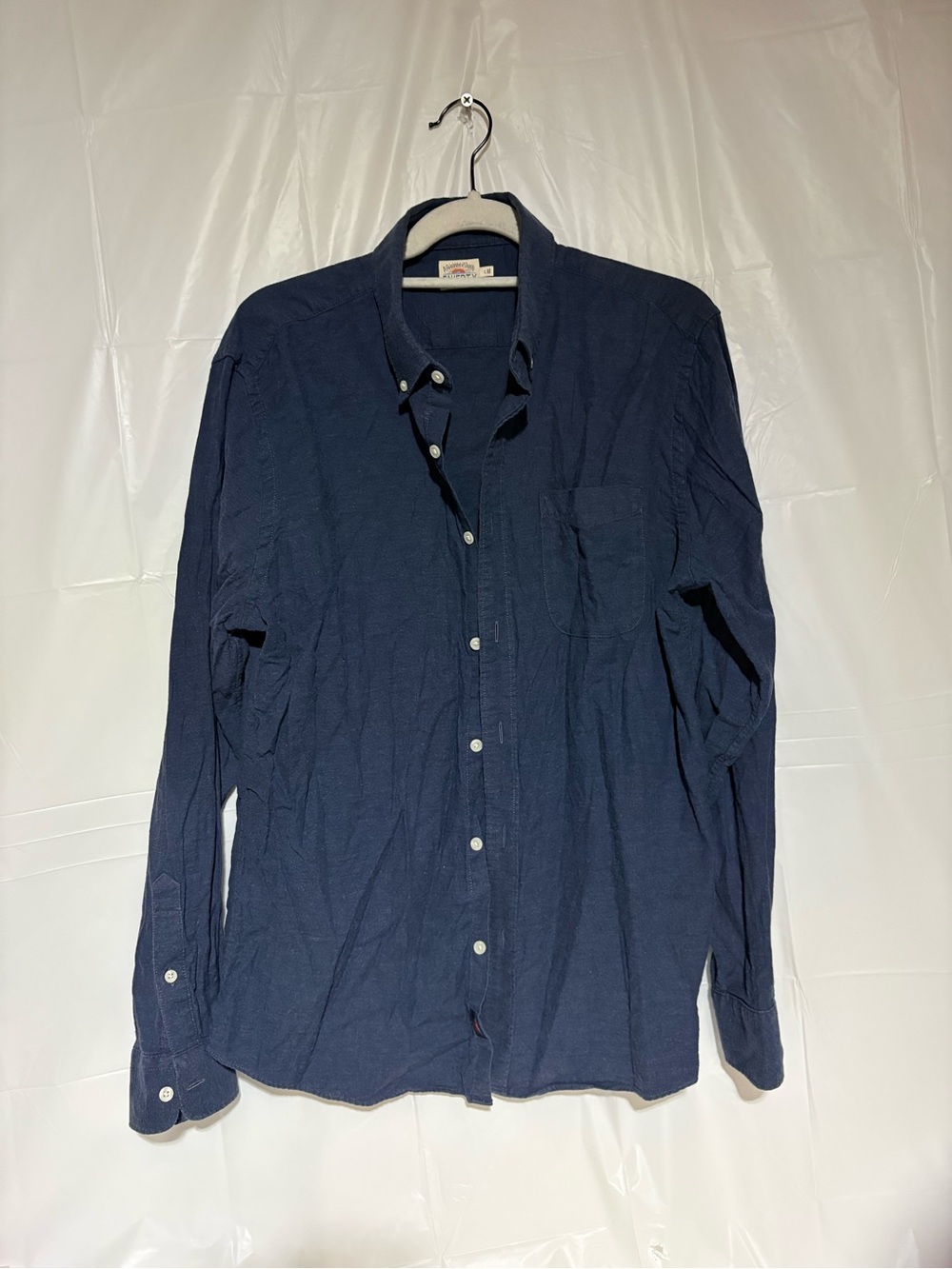 Faherty Navy Button-Down Long Sleeve Shirt